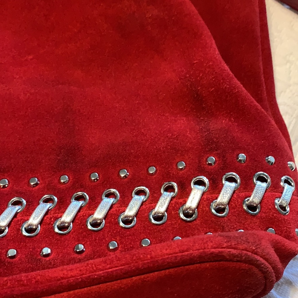 Michael Kors Red Faux Suede Purse - Picture 4 of 12